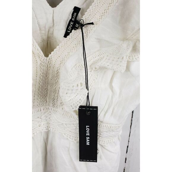 Love Sam Lace Trim V-Neck Blouse Ivory - Picture 7 of 11